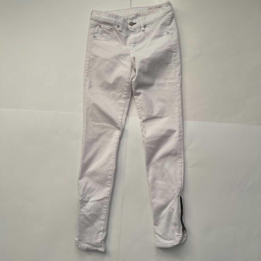 RAG & BONE Women White Low Rise Zip Ankle Denim Skinny Jeans W26